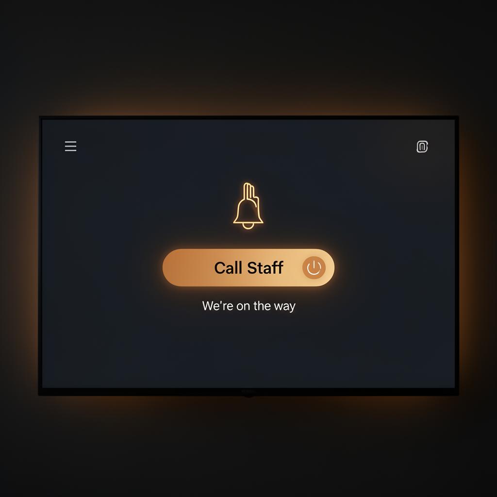 Let guests order and request help instantly shown on a venue screen